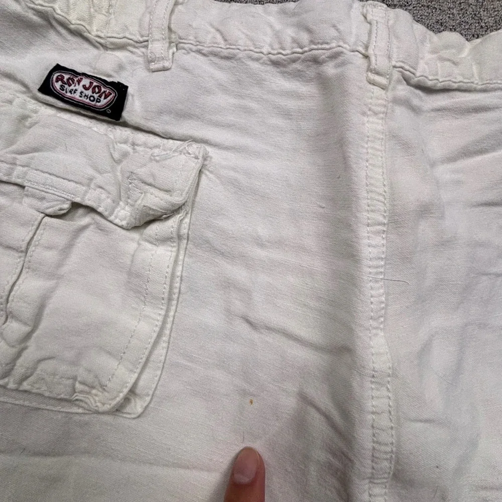 Ron Jon Surf Shop Mens Linen Blend Shorts White 38 Drawstring Cargo